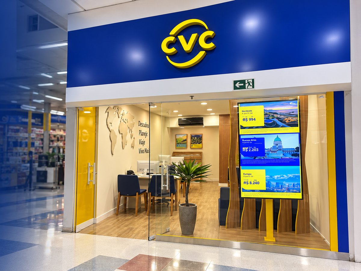 Fachada da loja franqueada CVC dentro do Hiper Condor, em São José dos Pinhais